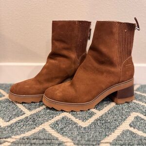 Dolce Vita Brown Suede Ankle Boots Size 9.5 Back Zip